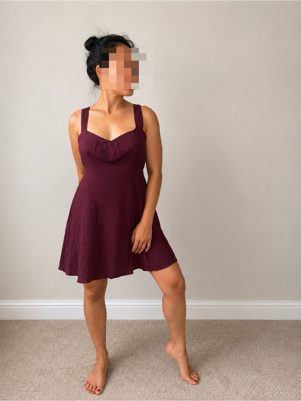 Old Navy Wine Sweetheart Neckline Mini Slip Dress